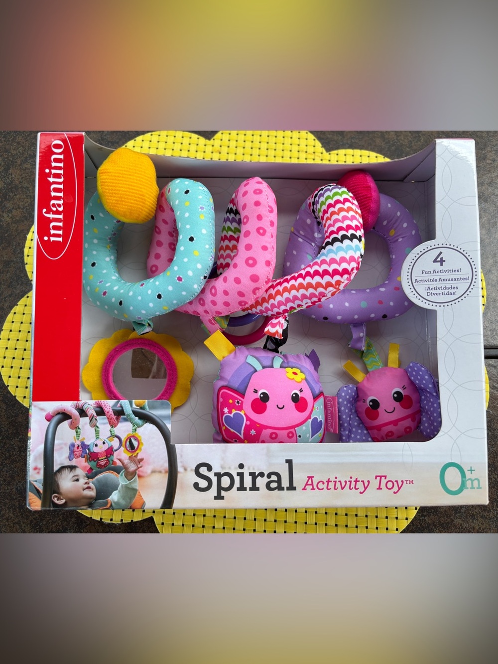 Infantino Spiral Activity Toy – Pink, Purple, Teal, Yellow & Red - New